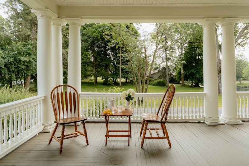 Covered porch detail at Fairhope home